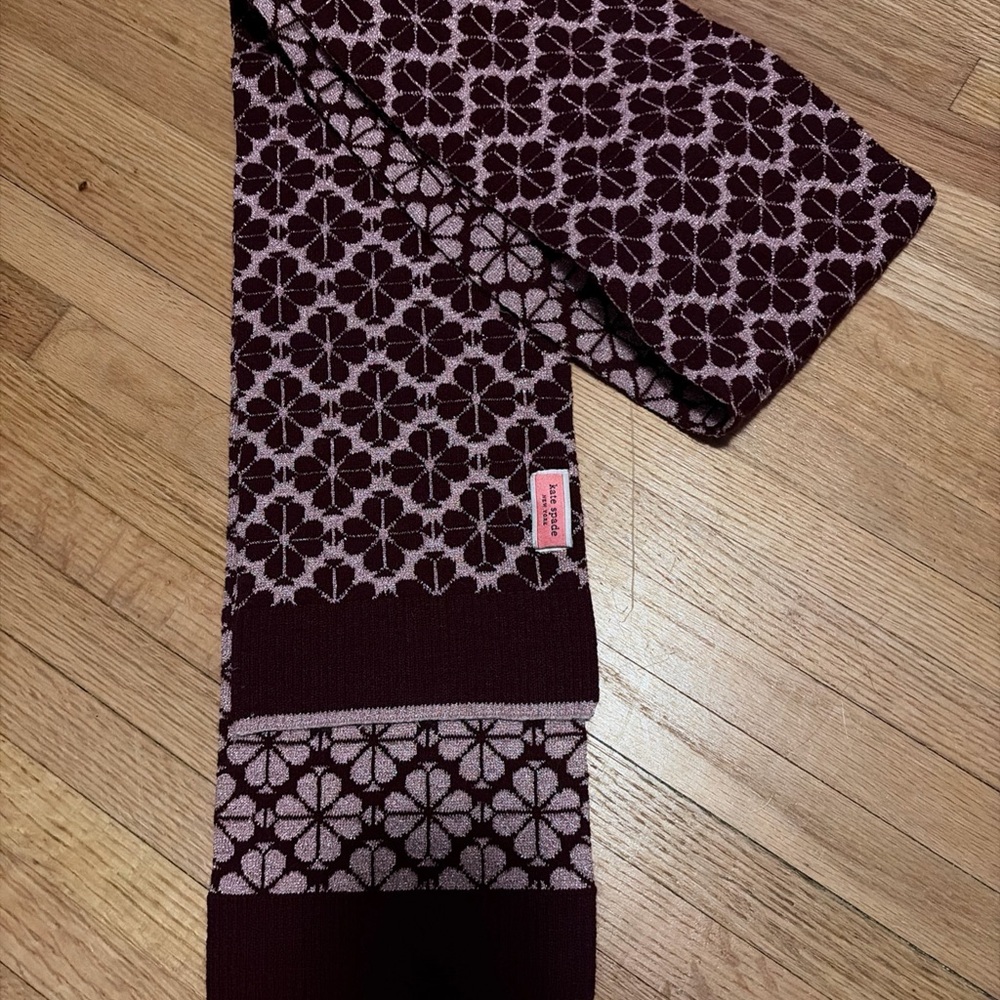 Kate Spade Burgundy and Pink Floral Scarf - Picture 6 of 6